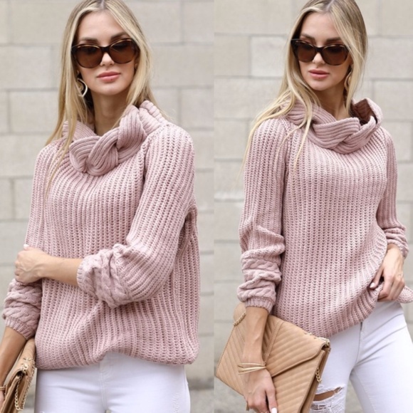 Bellanblue Sweaters - GEORGIA Turtleneck Knit Sweater - BLUSH